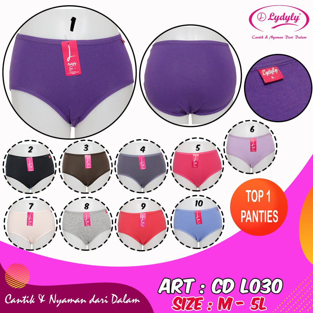 12 Pcs Celana Dalam LYDYLY Super Jumbo Katun 3L 4L 5L Wanita Dewasa 030 | Open CD Big Size Underwear Grosir Lusinan