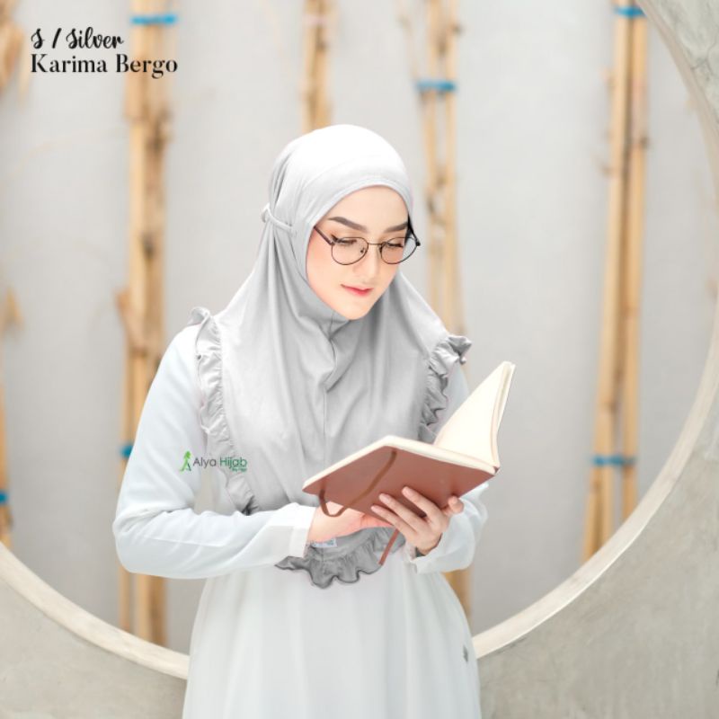Alya hijab by naja Karima bergo instan premium kekinian terlaris-Silver
