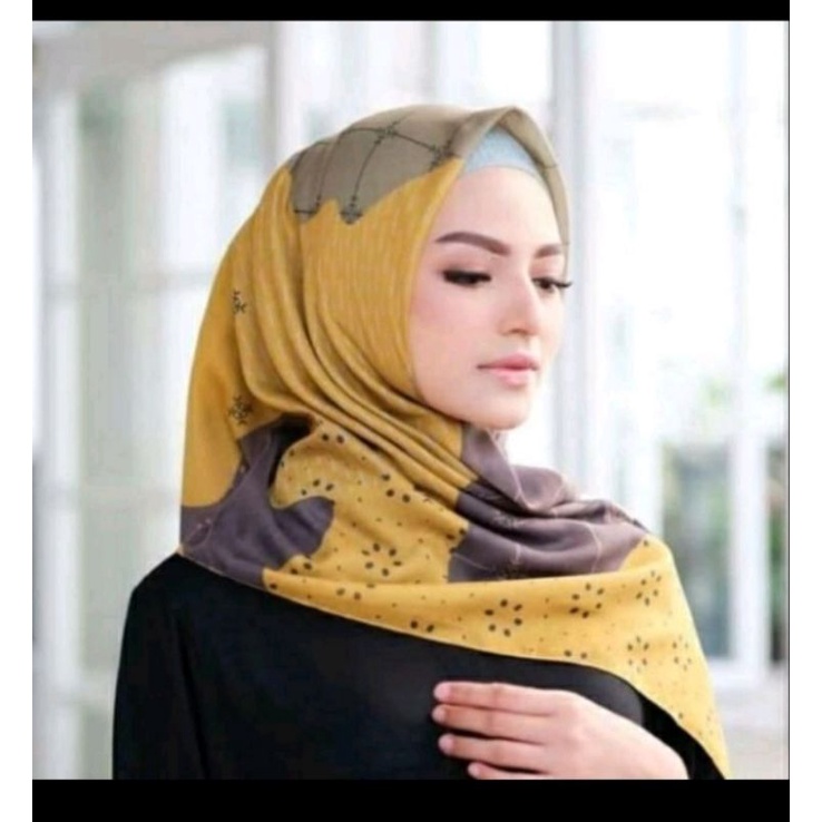 kerudung/hijab segiempat voal premium laser cut // hijab laser cut warna kuning