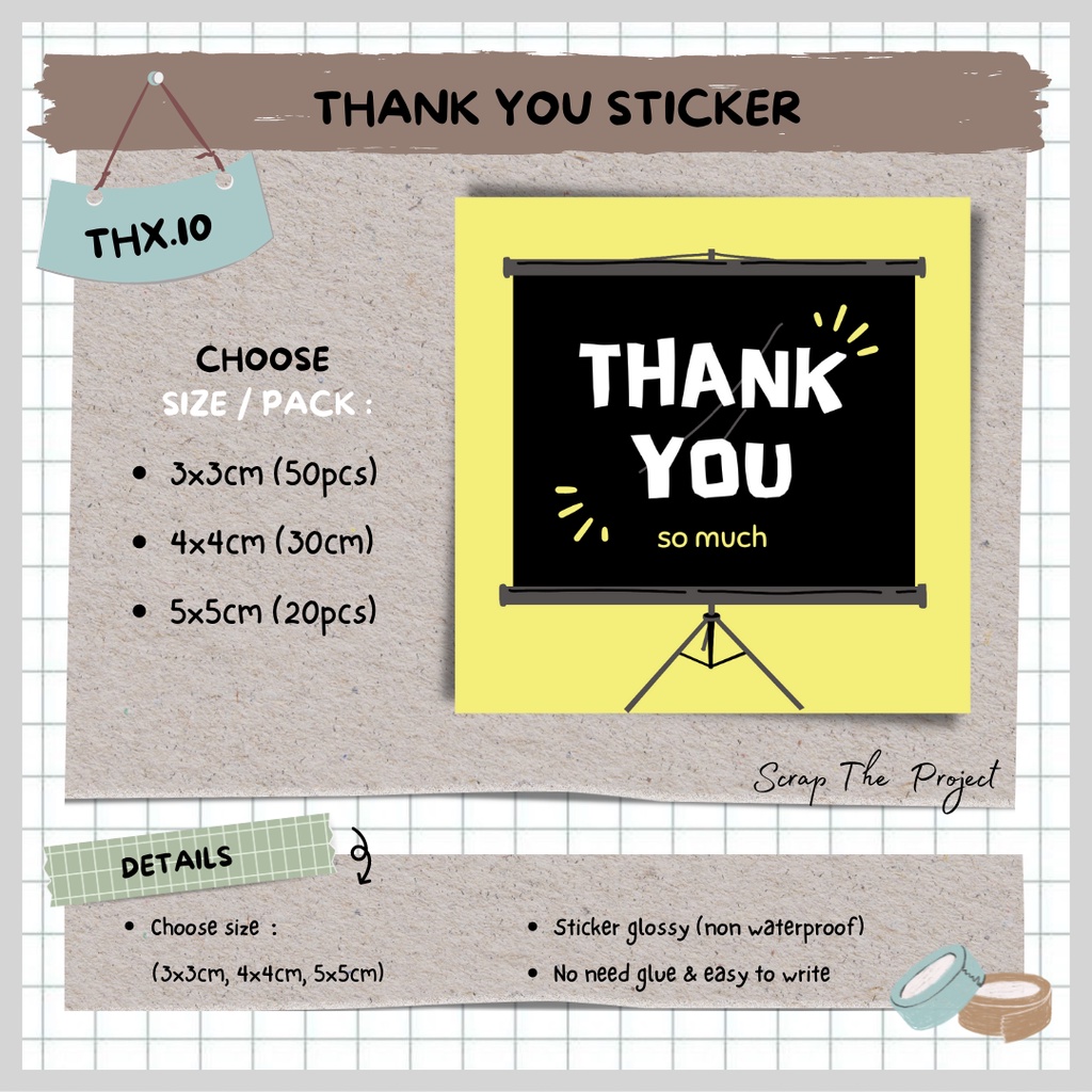 

STICKER LABEL THANK YOU / STIKER KOTAK TERIMA KASIH / STICKER PACKING PRODUCT / THX.10