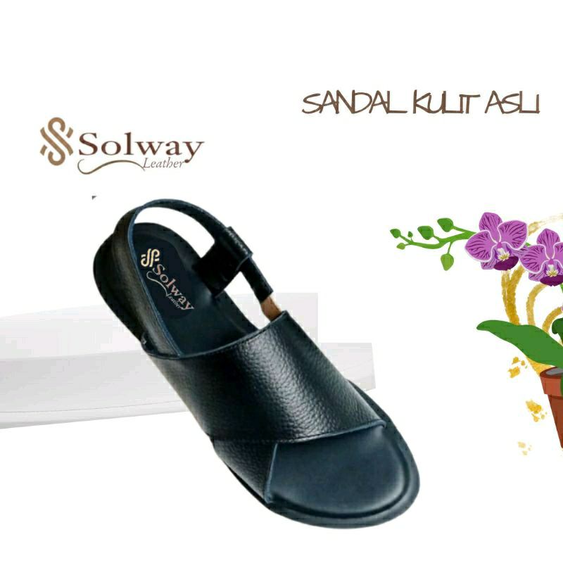 sandal sepatu kulit wanita model flat by SOLWAY SW009