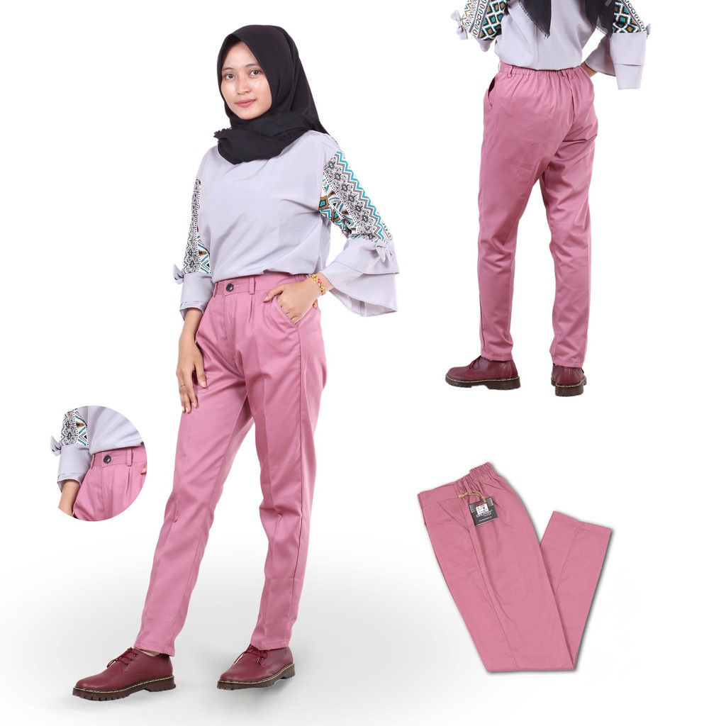 (CUCI GUDANG!!!) CELANA BAGGY PANTS PREMIUM WARNA DUSTY PINK - MOSS