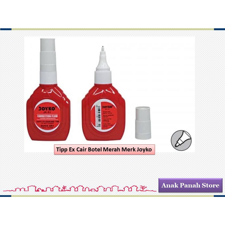 

Tipp Ex Cair Botol Merah Merk Joyko