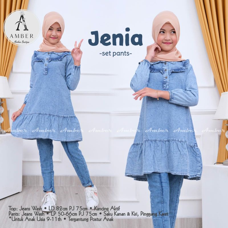 JENIA JEANS SET ANAK USIA 9-11 TAHUN SETELAN JEANS ANAK PEREMPUAN REMAJA