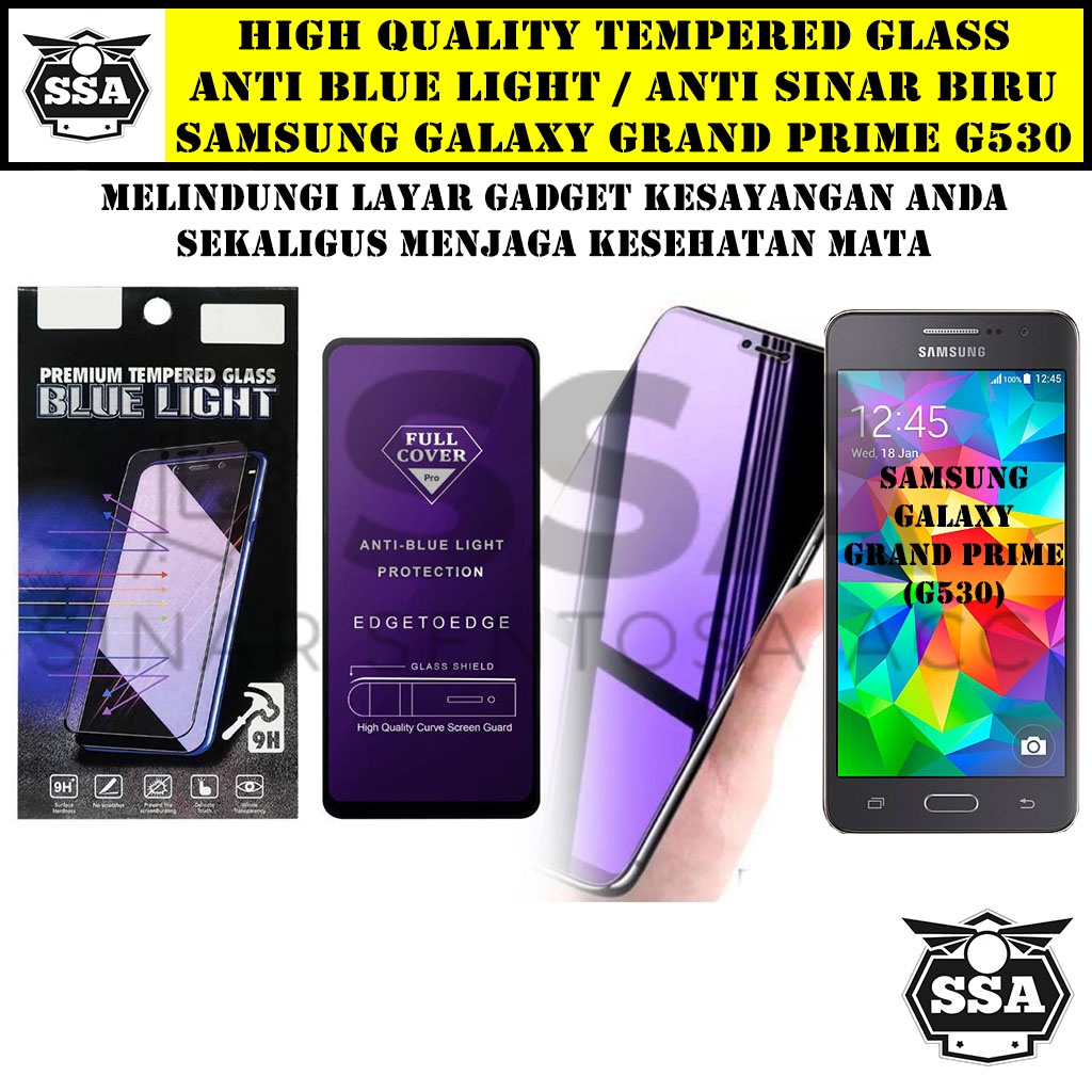 Tempered Glass Samsung Galaxy Grand Prime Anti Blue Light Anti Sinar Biru G530 G531 Ori Original Hp Temper Anti Lecet Gores TG