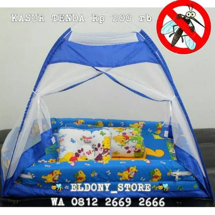1 set kasur bayi, bantal guling, dan kelambu eksklusif Winnie The Pooh