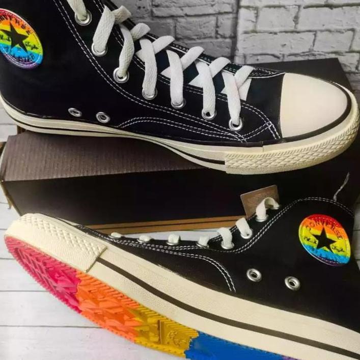 BKL.10Jn22в– SEPATU SNEAKERS CONVERSE2021 ALL STAR BLACK RAINBOW PREMIUM HIGH QUALITY