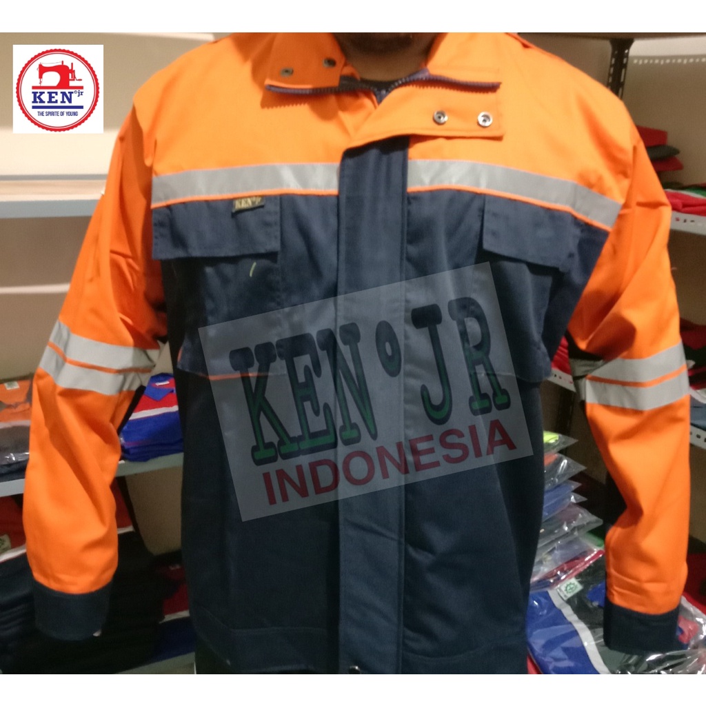 Bagus Uniform - Pakaian Kerja Seragam Proyek SemiJaket Warna Dongker Oren