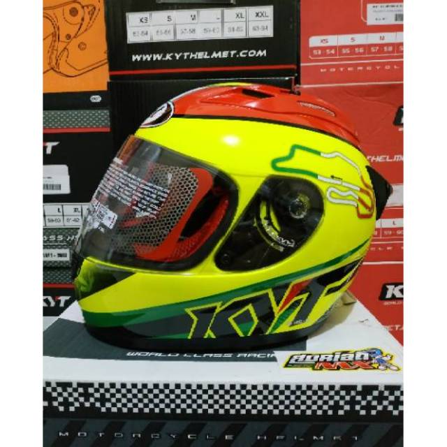 Jual HELM KYT RC SEVEN MOTIF SERI 15 ITALY YELLOW FLUO HELM KYT RC7 ...