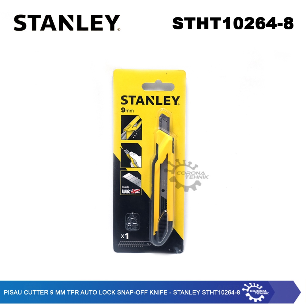Stanley STHT10264-8 - Pisau Cutter 9 mm TPR Auto Lock Snap-Off Knife