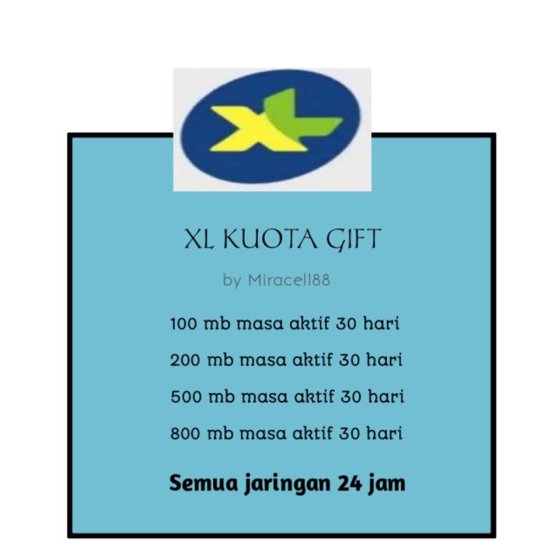 Paket data XL kuota gift receh 100mb 200mb 500mb 800mb murah 24 jam masa aktif 30 hari