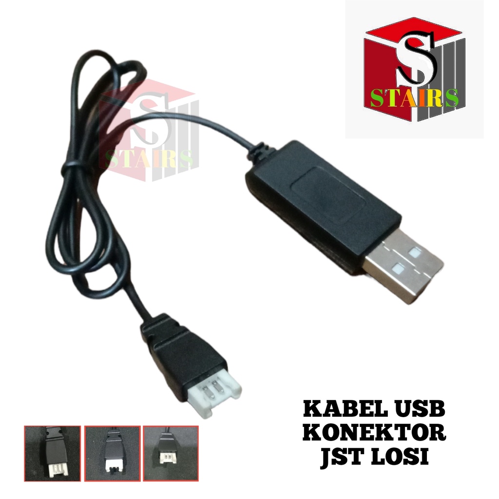 Kabel Casan / Kabel Charger / Kabel USB Baterai LIPO Konektor JST LOSI Panjang Kabel 60cm