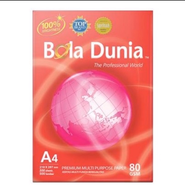

Kertas Bola Dunia A4 80 gram