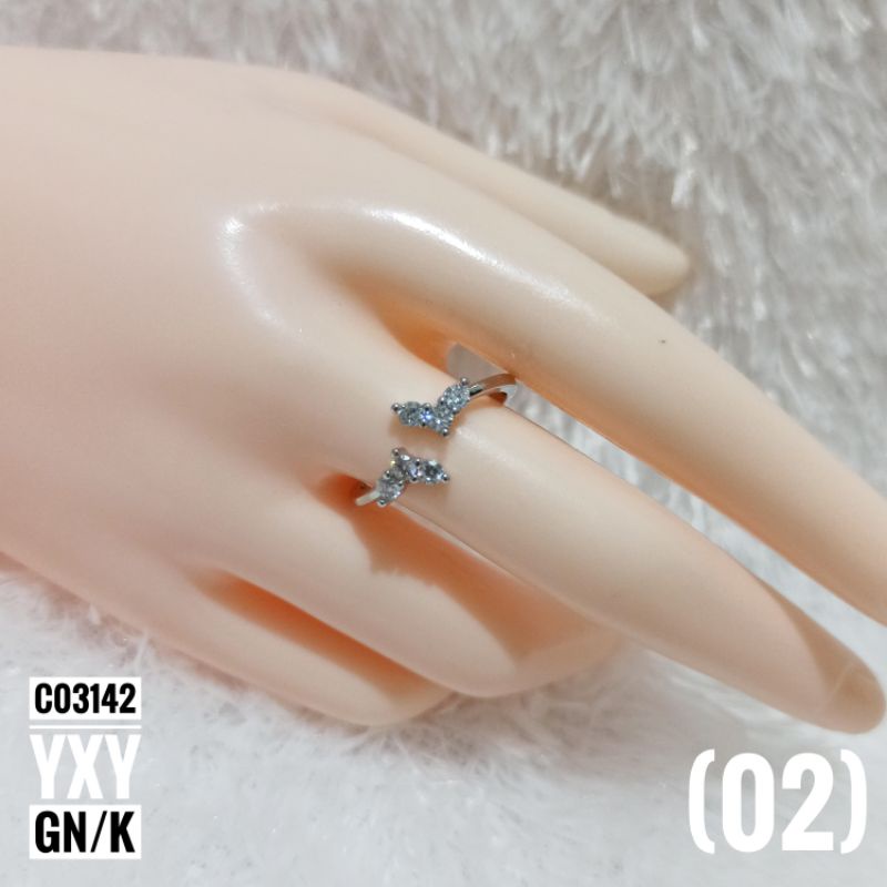 Cincin Yaxiya Zircon warna Silver C03142