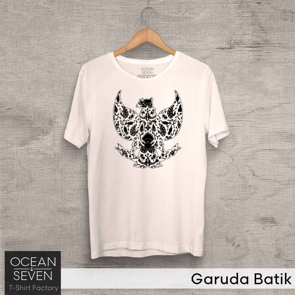 OCEANSEVEN.ID Kaos Distro Garuda Batik Baju Pria Kaos Lengan Pendek Polo Shirt