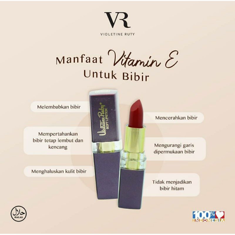 VR SOFT DRY LIPSTICK | PEWARNA BIBIR | LIPSTICK | VIOLETINE RUTY