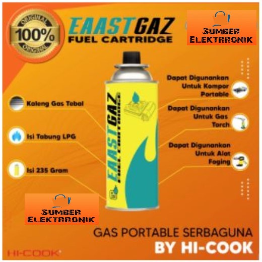 TABUNG GAS PORTABLE / GAS KALENG / CARTRIDGE EAAST GAZ BY HI-COOK 235 GRAM