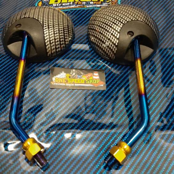 Promo - Spion Carbon Karbon Two Tone Kaca Bulat Variasi Motor Honda Scoopy vario beat ...