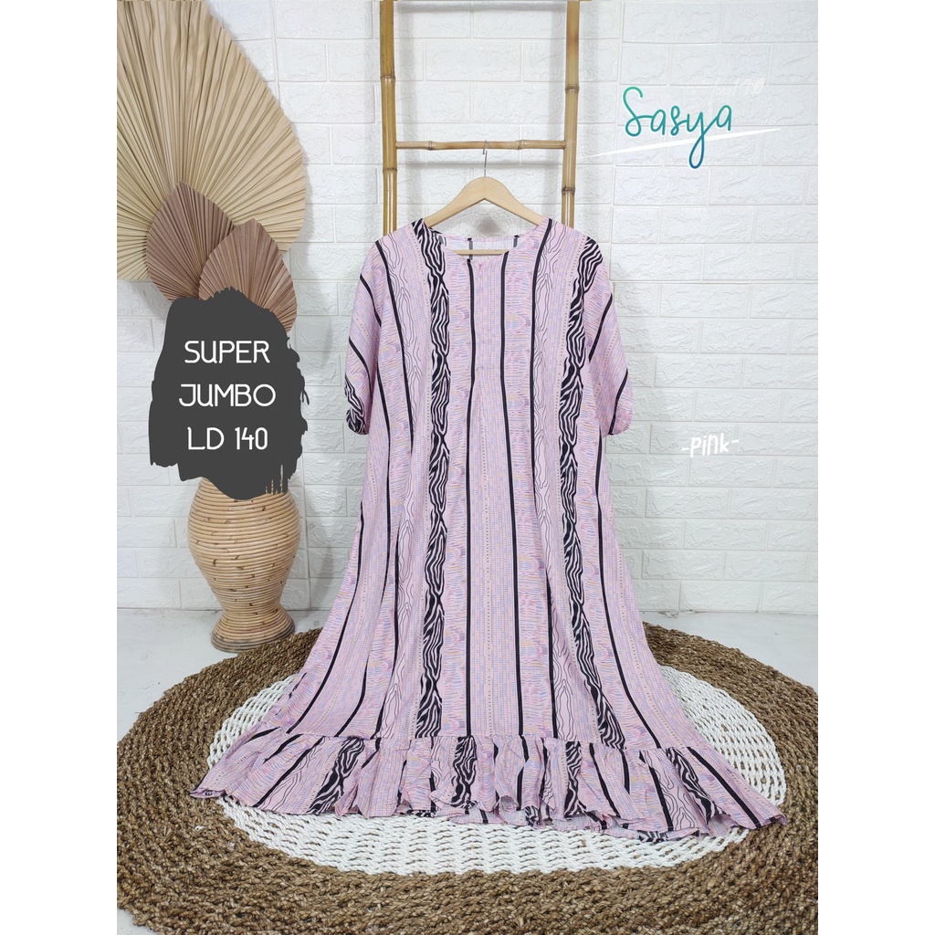 LD 140cm (40 Motif) Daster SUPER JUMBO dan Daster Kaftan LD 150cm Ruffle (Part 1) Daster Rempel JUMBO Daster Viral-Sasya Pink