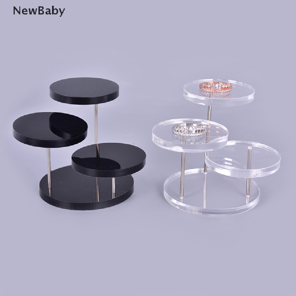 NewBaby 3 Layers Round Acrylic Jewelry Display Stand Necklace Earring Ring Show Rack ID