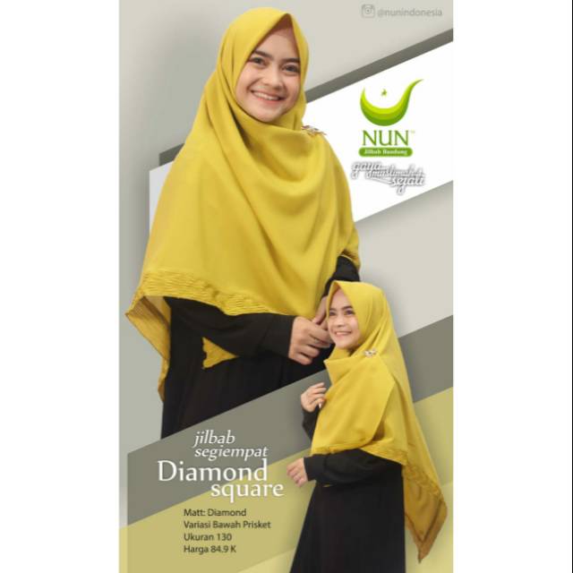 JILBAB NUN SEGI EMPAT DIAMOND SQUARE warna HIJAU LIME