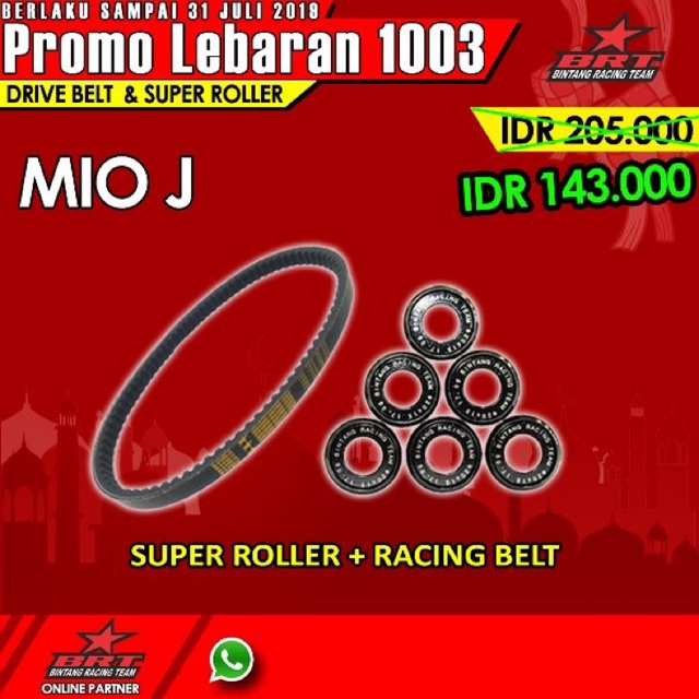 Super Roller & Vanbelt V Belt BRT Yamaha Mio J / Soul GT / Fino fi / X