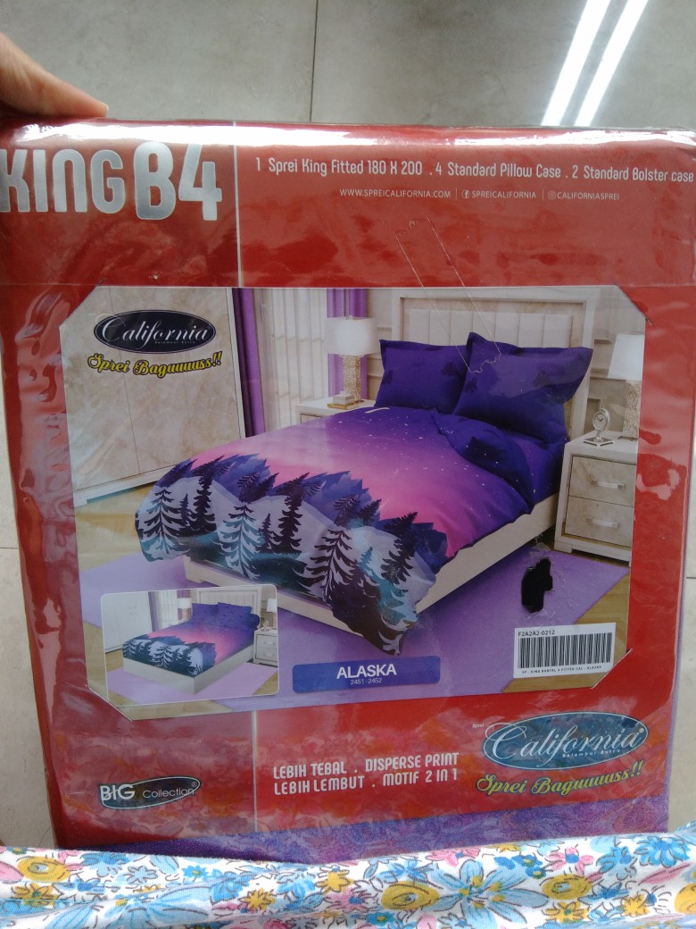 California Sprei 180x200 4 Bantal Motif Tevy Tiara Varda Amara  - 180 King Sp B4