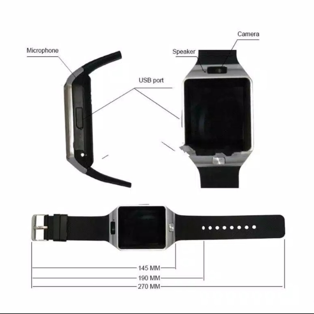 SMARTWATCH U9 SMART WATCH DZ09 Jam Tangan HP Android Support SIMCARD-8