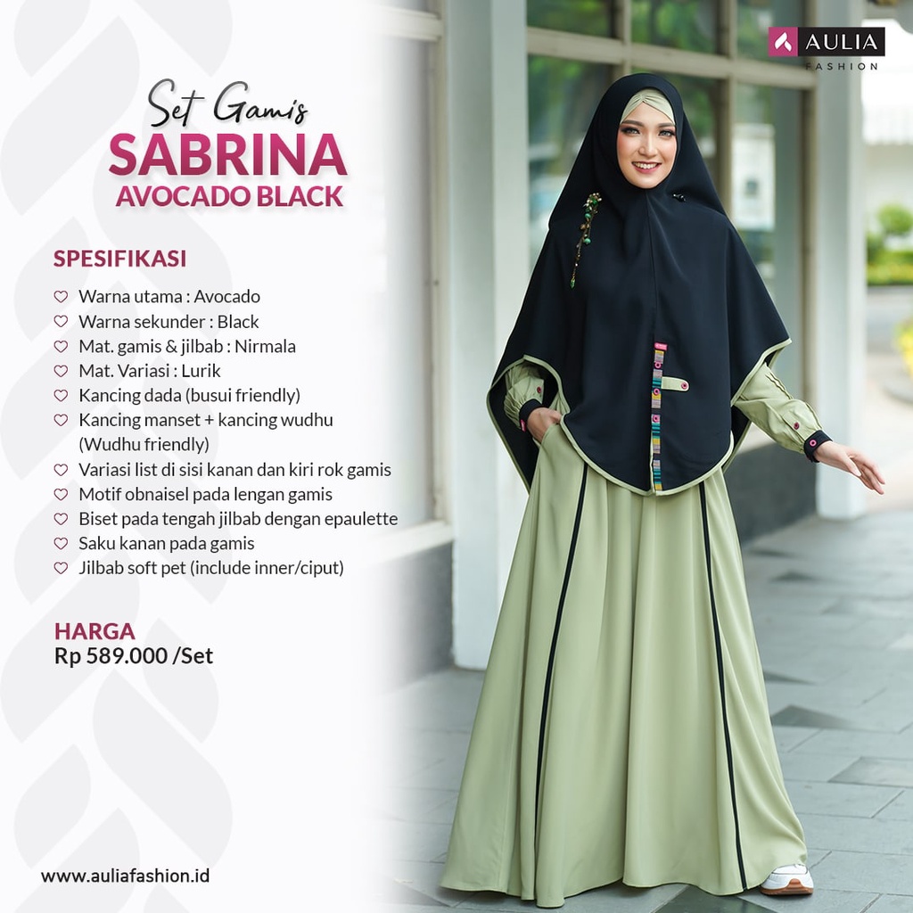 SET GAMIS AULIA SABRINA AVOCADO BLACK