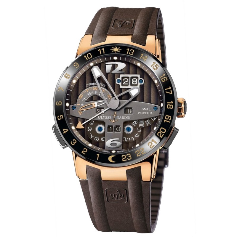 Jam Tangan Pria Ulysse Nardin El Toro Automatic Brown Rose Dial Brown Rubber Strap