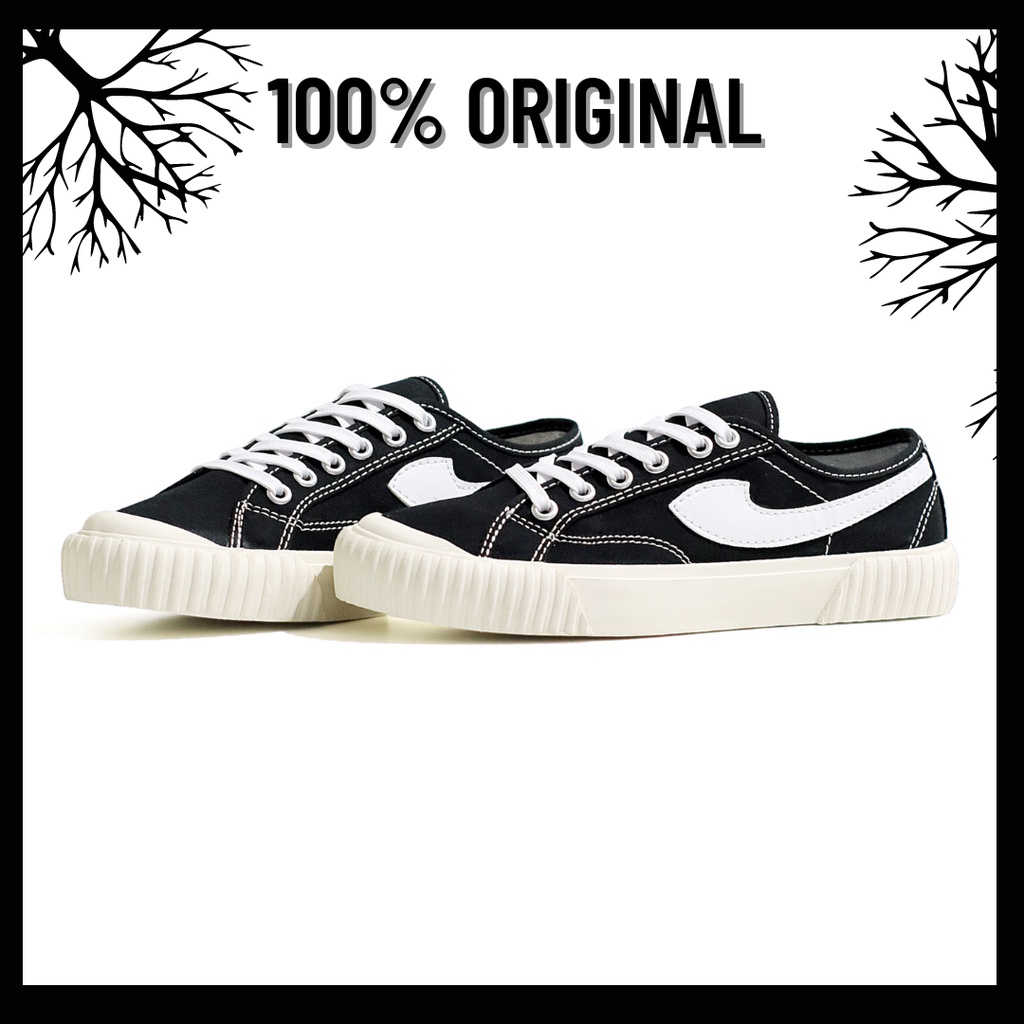 100% Original Sepatu Lokal Casual Black White Low | Not Compass Vintage Lo