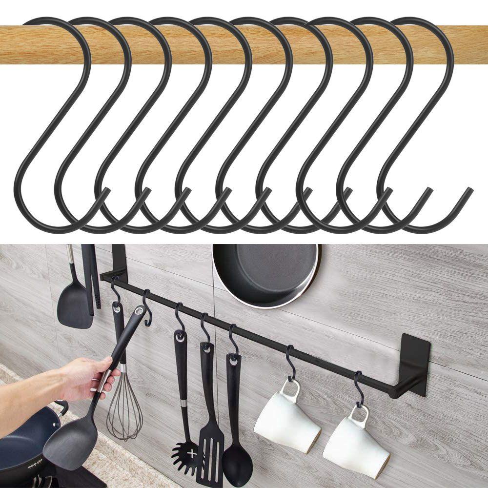 Solighter 10pcs Kait Berbentuk S Organizer Rumah Tangga Rak Penyimpanan Stainless Steel