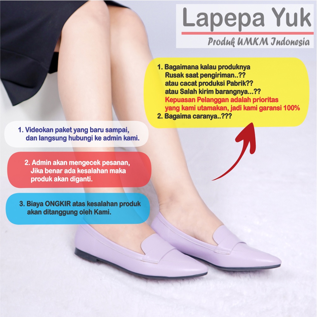 LAPEPA YUK - Sepatu Flat Shoes Wanita TITIAN ALL COLOR Untuk Kerja kantor Spatu Flatshoes Ballerina Cewek Kuliahan Jalan Santai Casual Empuk Nyaman Slop Lancip Warna Black Hitam Putih Selop Premium Original Kekinian Terbaru Shoes ORI Mall Official Store