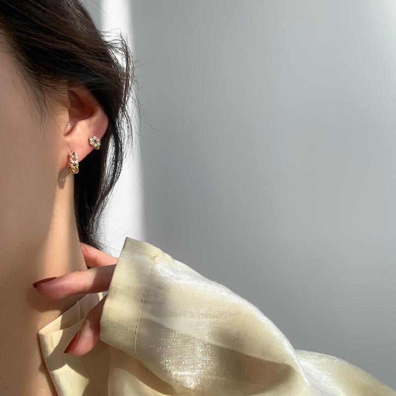 We Flower Anting Hoop Rantai Twisted Bahan S925 Silver Metal Bentuk Geometris Untuk Wanita