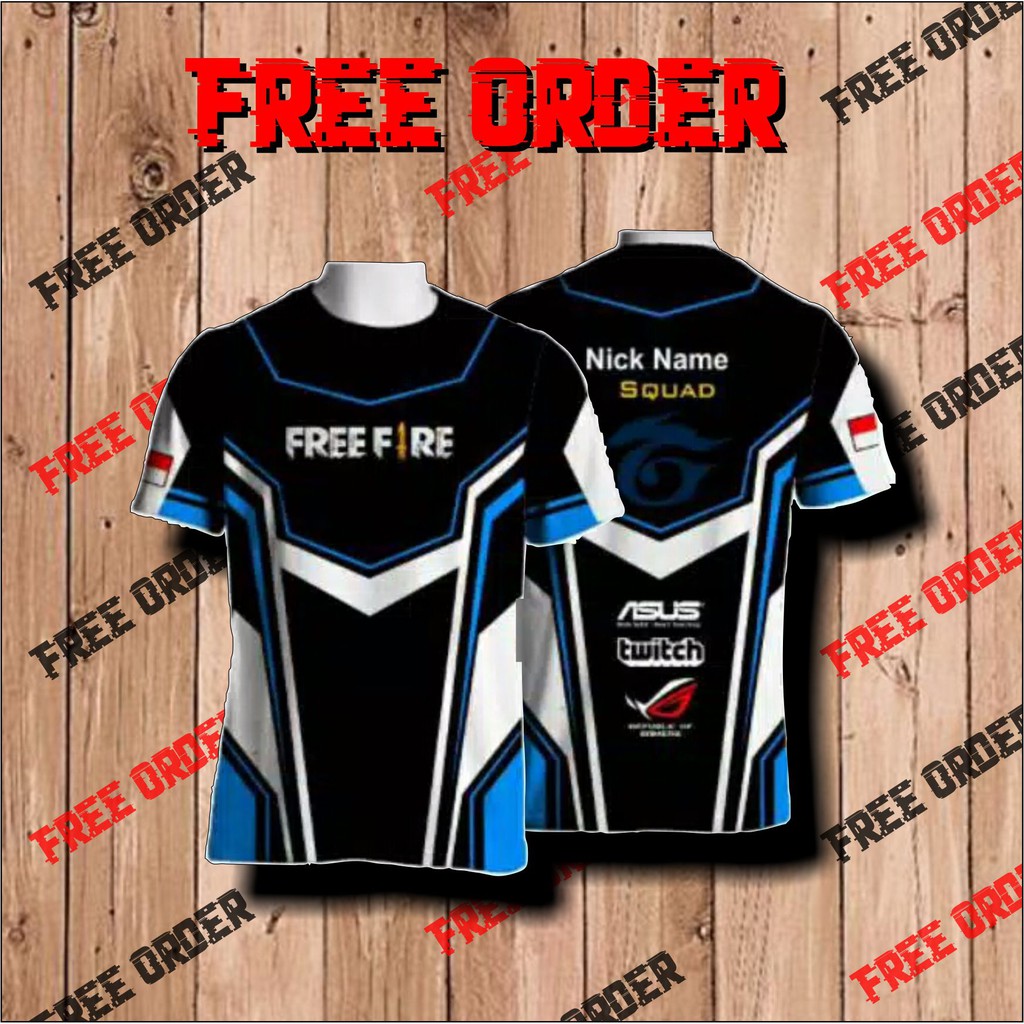 BAJU GAMING FREE FIRE BISA CUSTOM NAMA DAN LOGO FREE JERSEY ESPORT PRINTING MURAH Shopee Indonesia