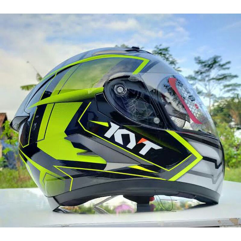 [COD] KYT FALCON ARMOUR BLACK YELLOW FLUO DOUBLE VISOR DDRING MURAH NOT VENDETTA BISA PAKET GANTENG
