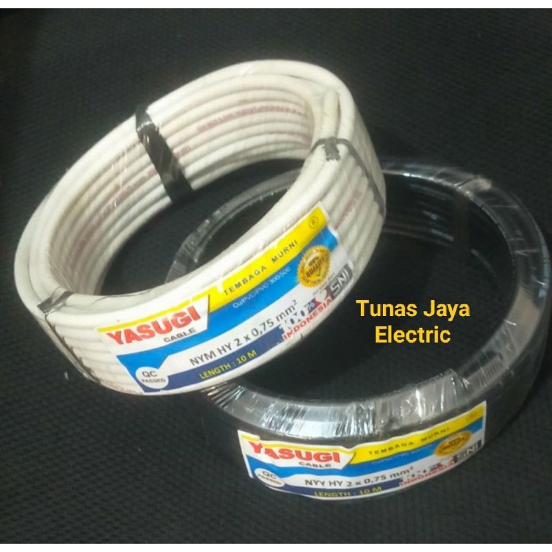 Kabel Serabut NYMHY / NYYHY 2x0,75mm @10M Tembaga Murni YASUGI (SNI)