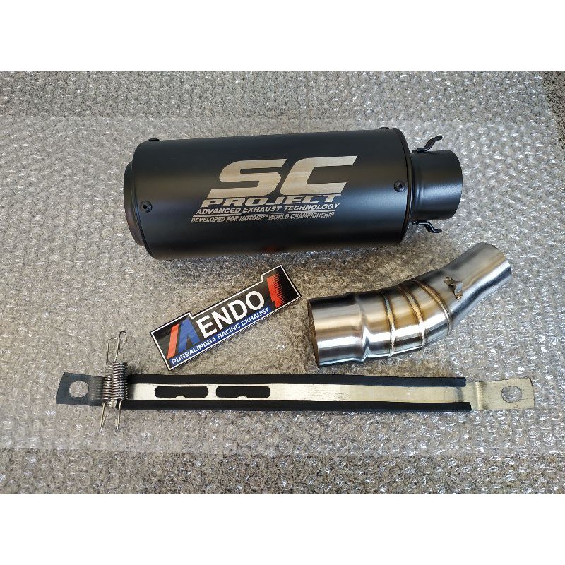 Knalpot Racing SC PROJECT SLIP ON NINJA 250 R FI RR MONO R25 MT25 CB150R CBR150 CBR250RR XMAX DLL-Black doff