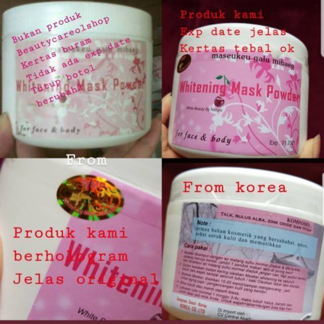 Whitening Mask Powder Wmp Masker Korea Original100 Berhologram Shopee Indonesia