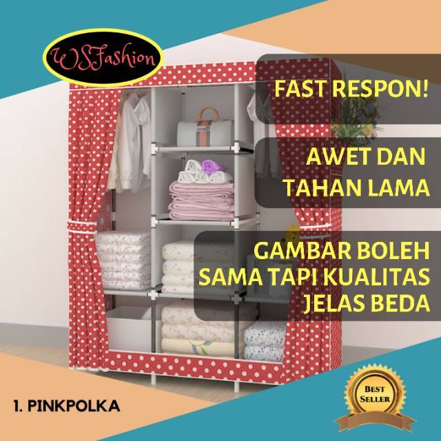 100 AWET  lemari  rak pakaian jumbo lemari  baju cloth rack 