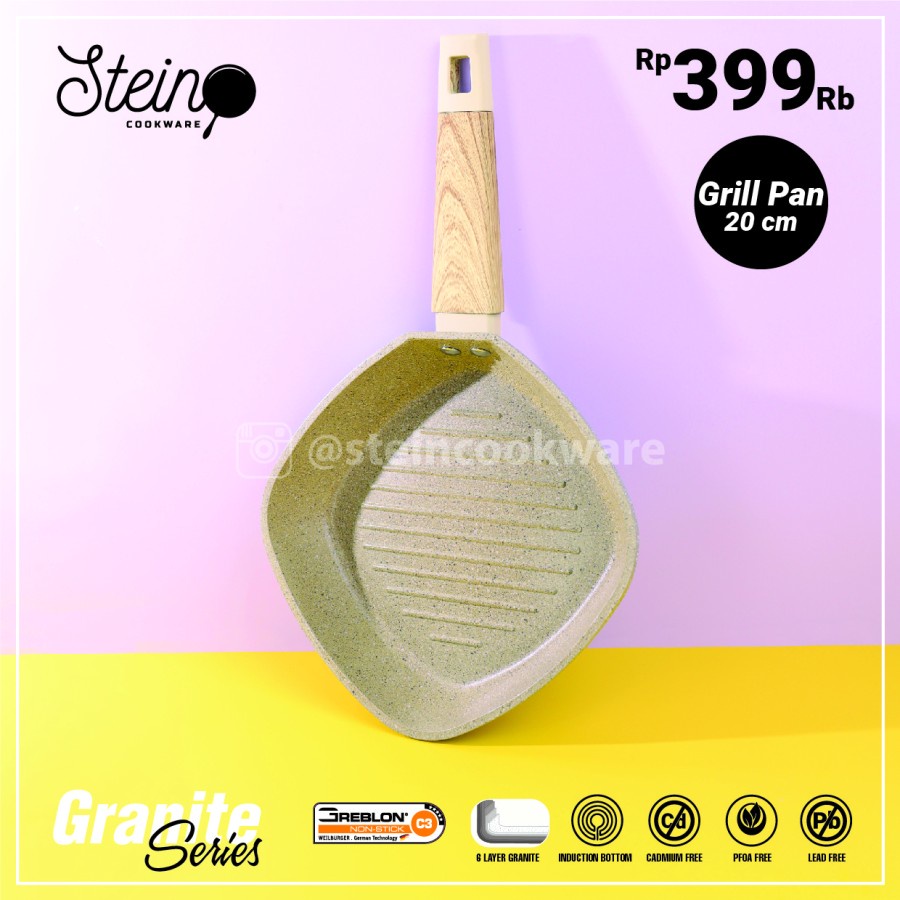 Wok Pan 30cm Steincookware Paket IVORY Set Grill Pan 20cm Stein Onyx Penggorengan Stein Cookware Panggangan Induksi Presto