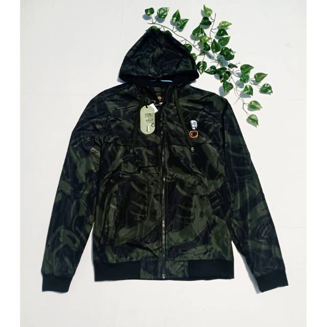 Jaket anti air EMBA Original Waterproof jacket hoodie pria army dark green Termurah