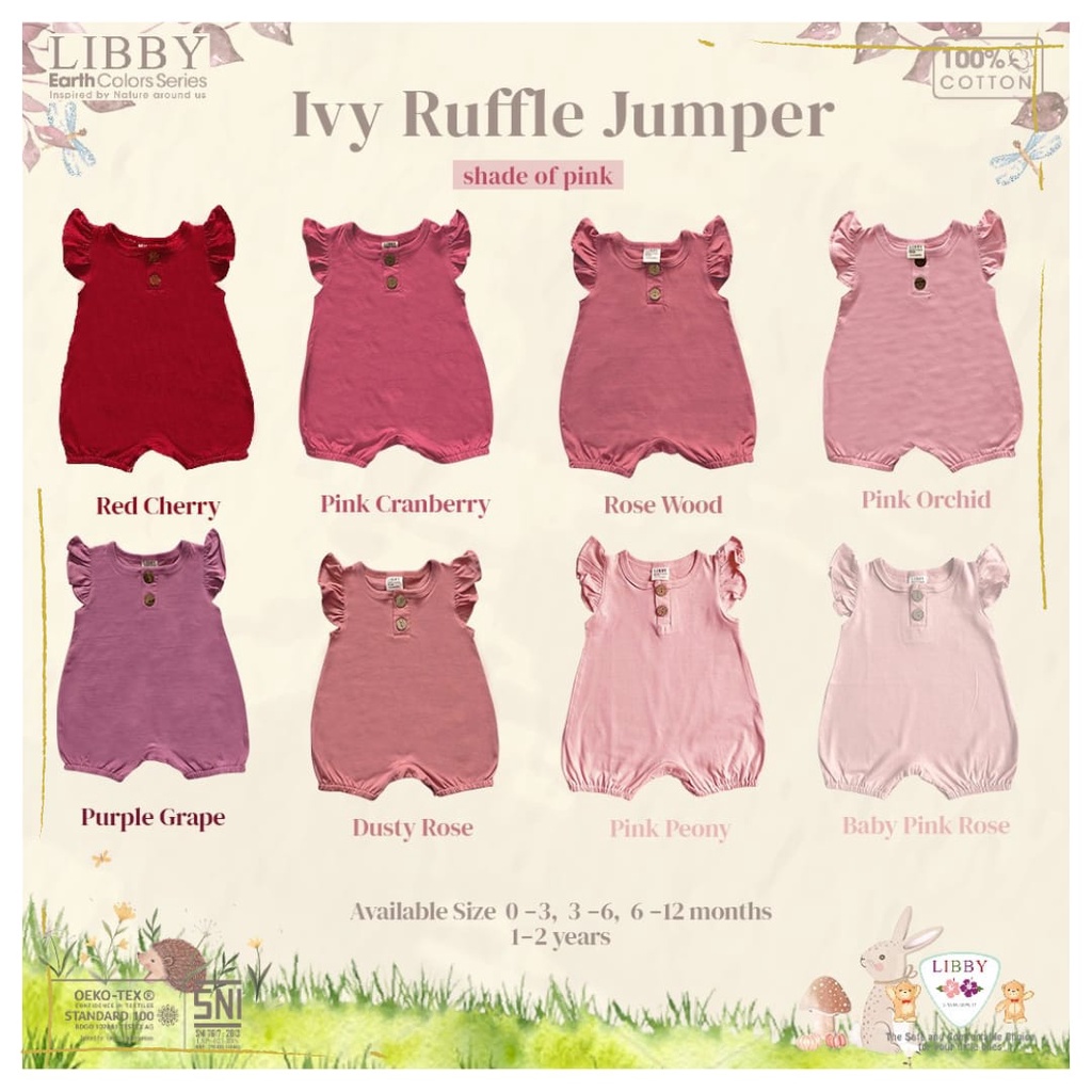 Lakuku - Libby Romper Segi 4 Flynn dan Ivy Ruffle Jumper Earth Series Cotton