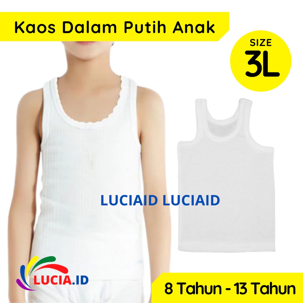 Kaos Dalam Anak SD SMP Usia 8-13 Tahun Putih SIZE 3L Cowok Cewek