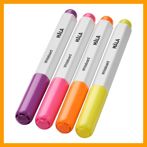 

IKMala 4Pcs Spidol Papan Tulis Warna Warni & Penghapus | Whiteboard Pen