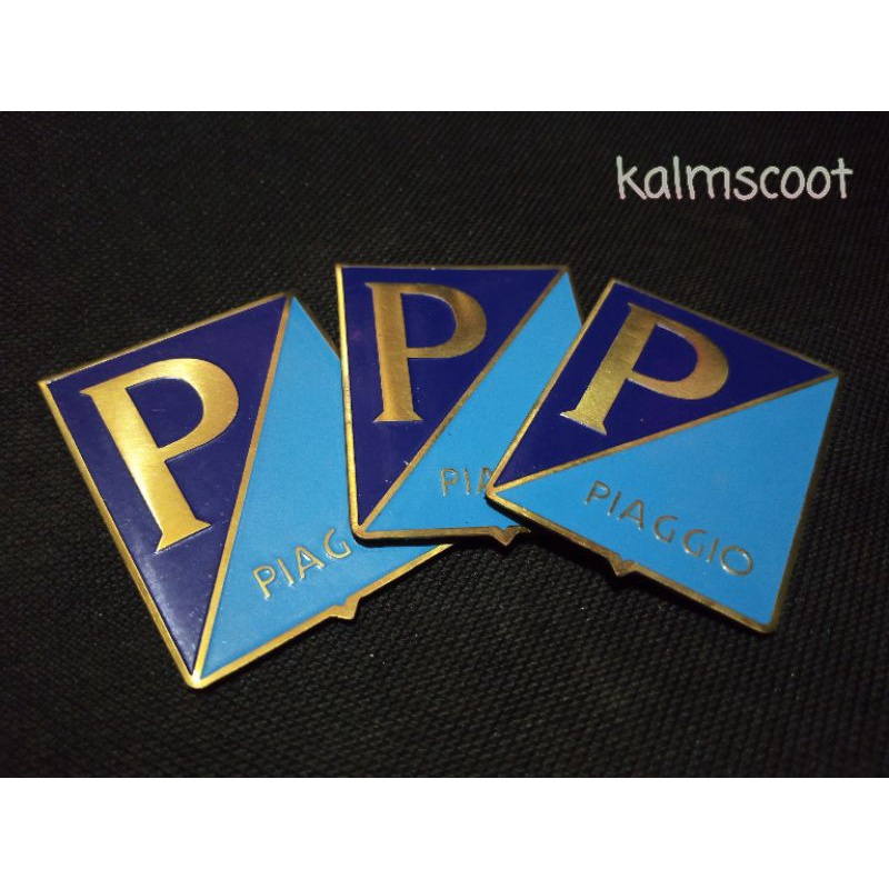 Emblem Emblim P Coret layar Vespa Klasik Matic Kuningan ori