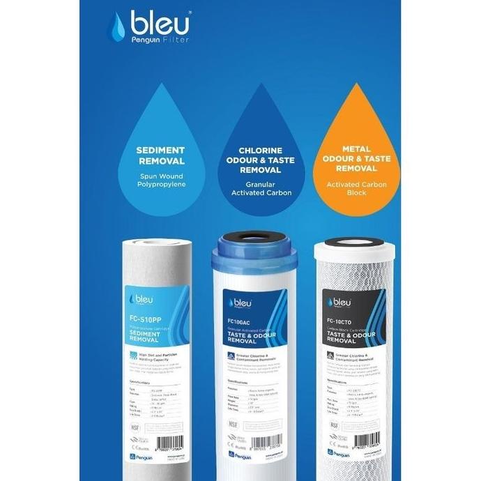 Paket Refil Filter Air BLEU PENGUIN 10" / Pre Filter Mesin RO Bleu 10"