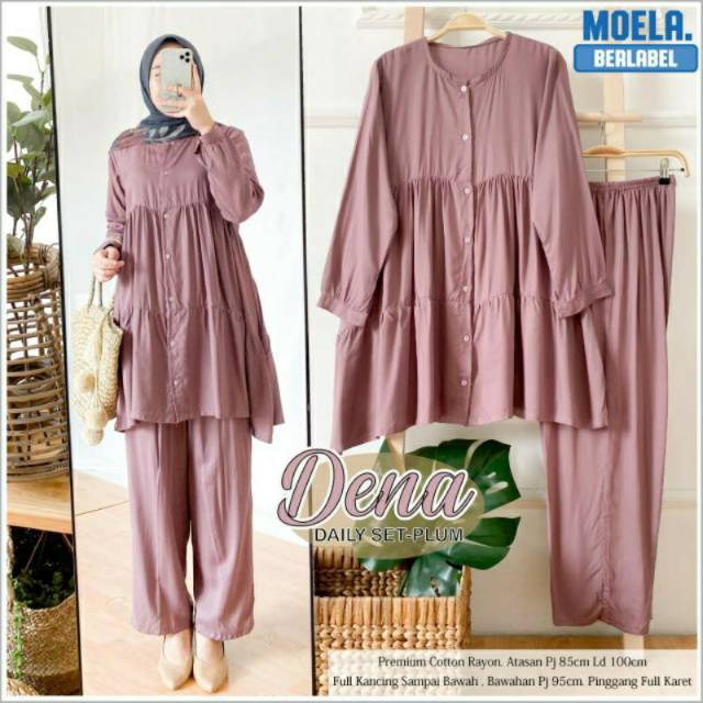 dena setelan tunik dan celana polos by Moela