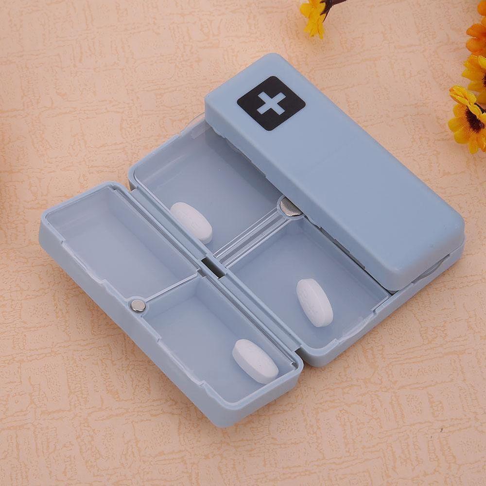 [ELEGANT] Pill Box Tablet Split Container Storage 4warna Kotak Lipat Magnet