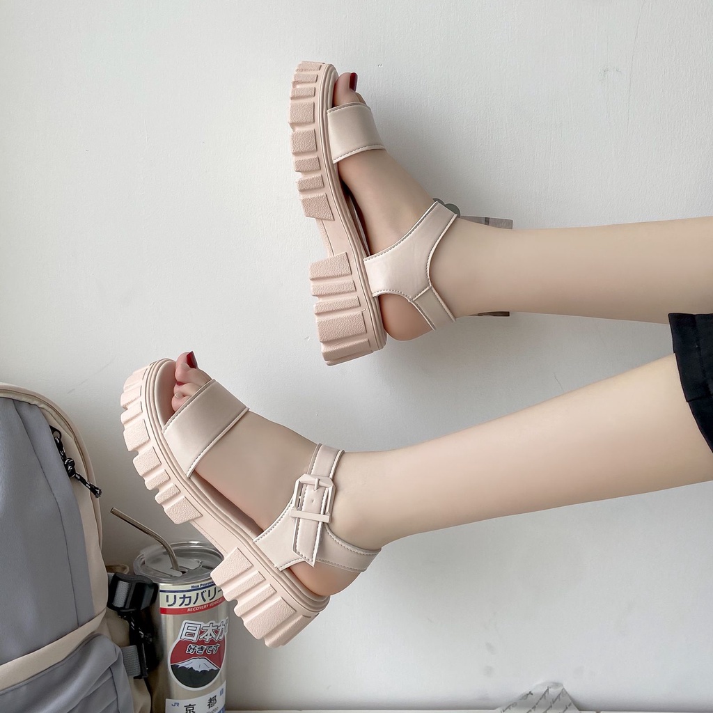 [GROSIR][COD] SEVEN DAY Sandal Strap Wanita Sandal Gunung Wedges Wanita Pink SVN-309